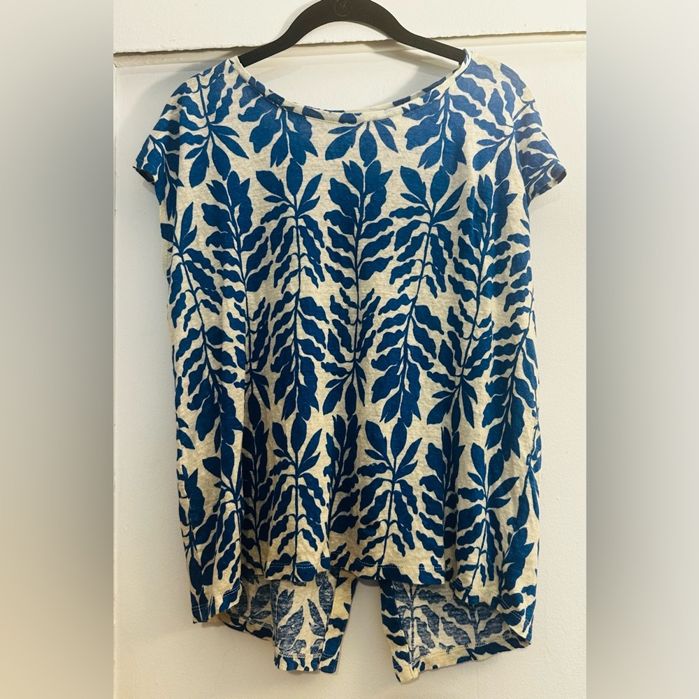 Rachel Zoe Navy Leaf Print Blouse